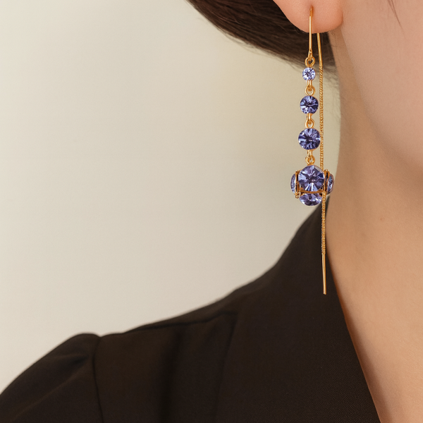 Lavender Crystal Bead Drop Earrings