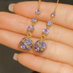Lavender Crystal Bead Drop Earrings