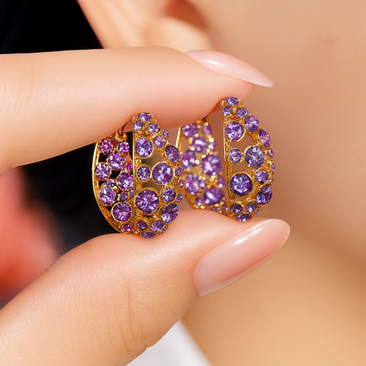 Luxury Purple Zircon Earrings