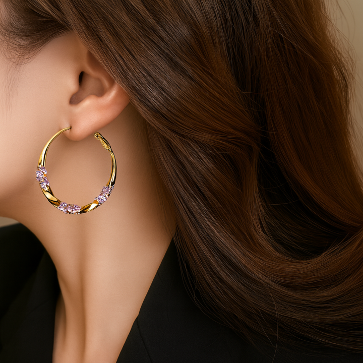 All-Match Purple Hoop Earrings