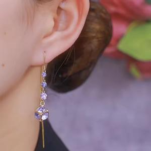 Lavender Purple Crystal Drop Earrings