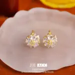 Both Side Zircon Flower Earrings